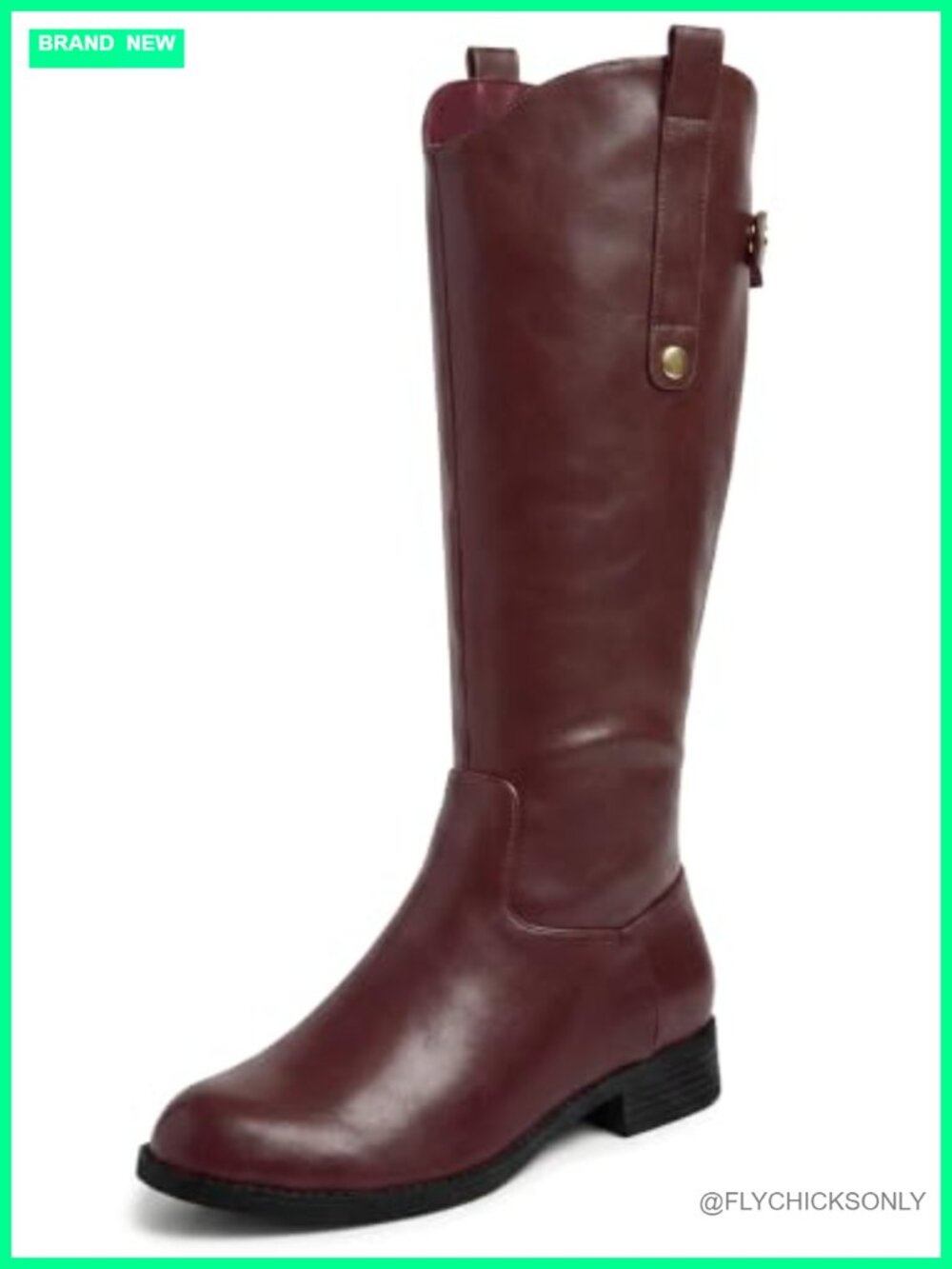 Women's Knee High Riding Boots Chunky Low Heel Back Zipper Faux Leather Tall